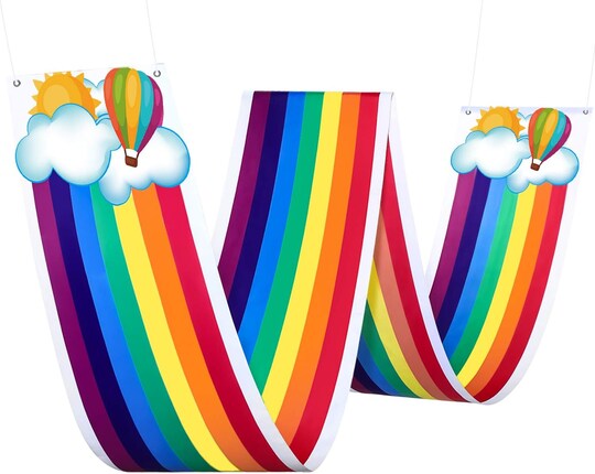 Rainbow Ceiling Decor - 12 ft Rainbow Garland Banner for Birthday Party, Classroom & Daycare